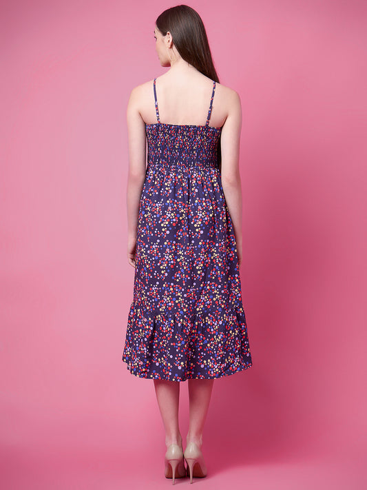 Women Fit and Flare Blue Knee Length Dress