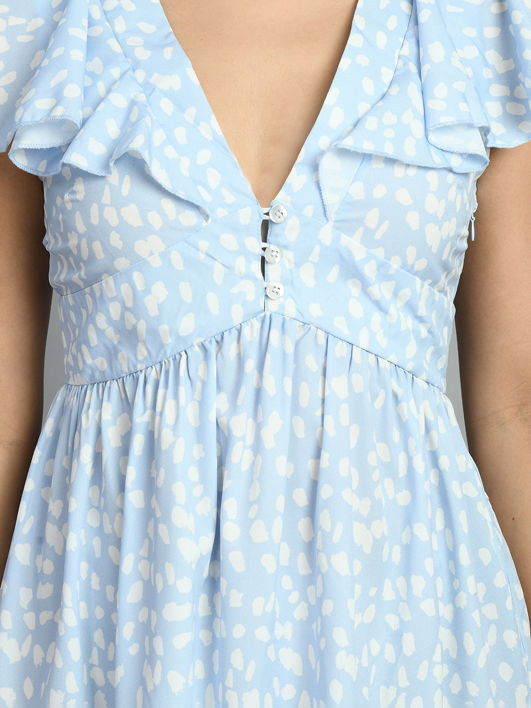 Women Fit and Flare Light Blue Mini/Short Dress