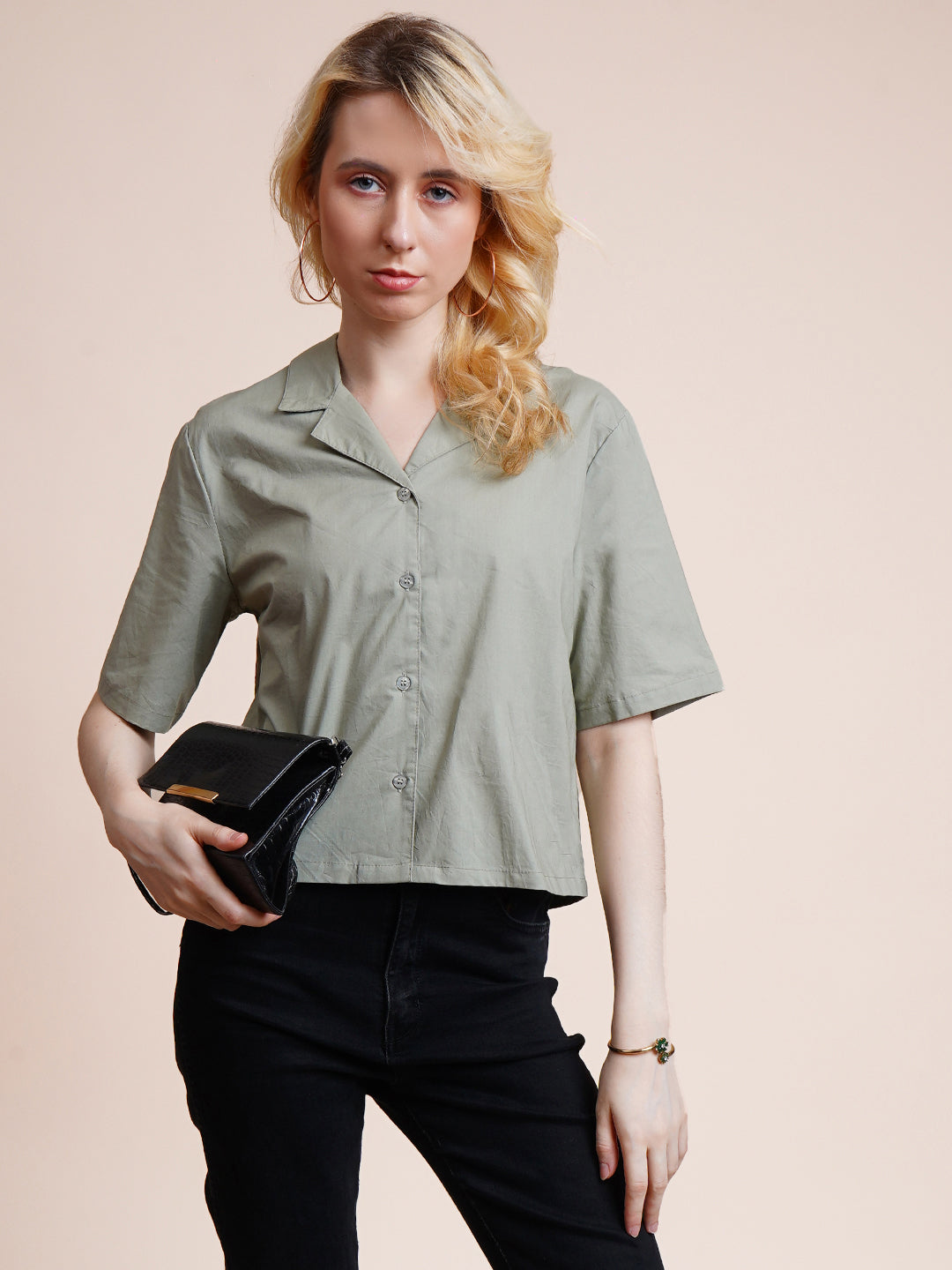 Women's Sage Green Boxy Top