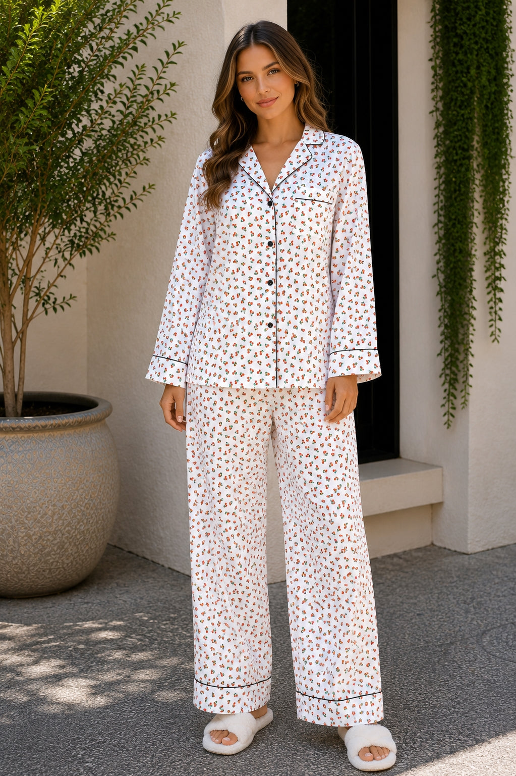 Women Shirt & Pyjama set Red Printed