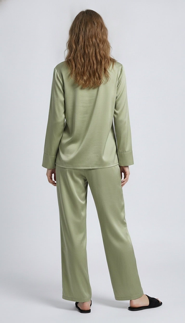 Women Shirt & Pyjama set Green Solid