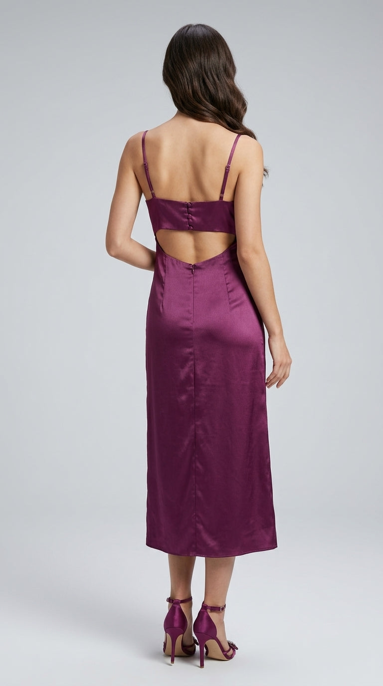 Women A-line Purple Midi/Calf Length Dress