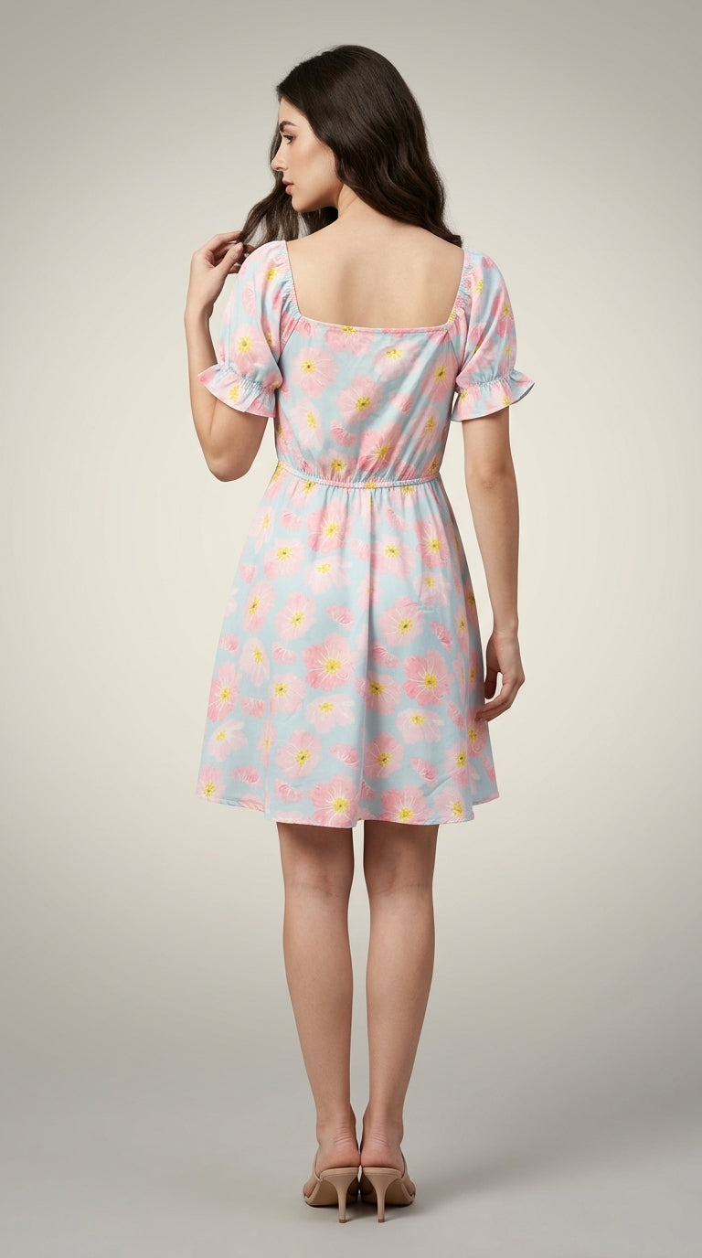 Women A-line Multicolor Mini/Short Dress