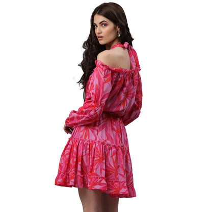Women A-line Pink Mini/Short Dress