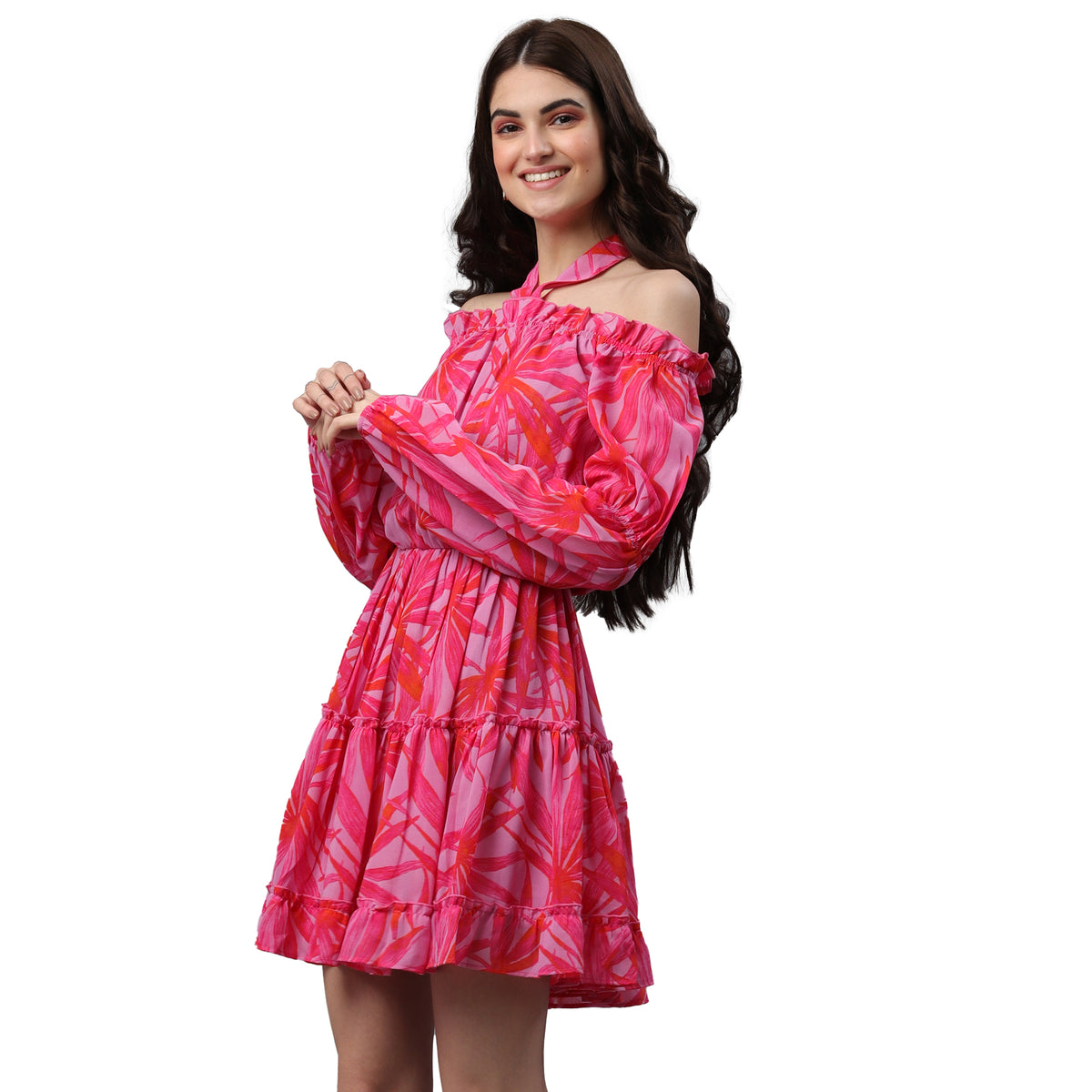 Women A-line Pink Mini/Short Dress