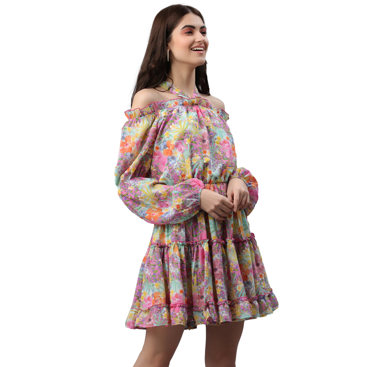 Women A-line Multicolor Above Knee/Mid Thigh Length Dress