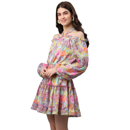 Women A-line Multicolor Above Knee/Mid Thigh Length Dress