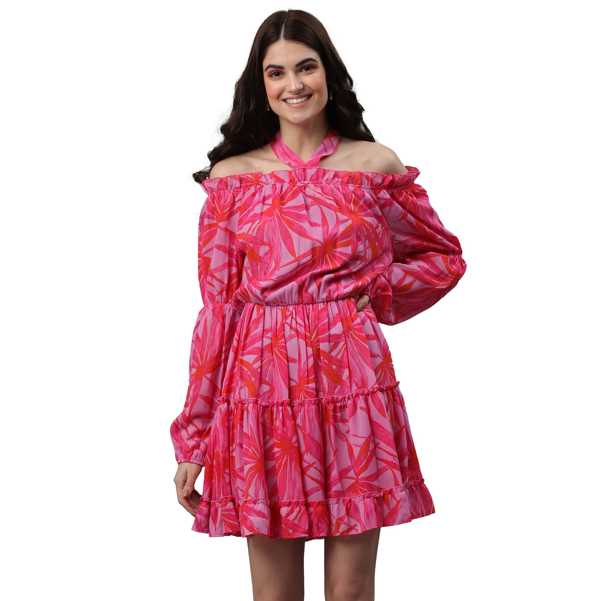 Women A-line Pink Mini/Short Dress