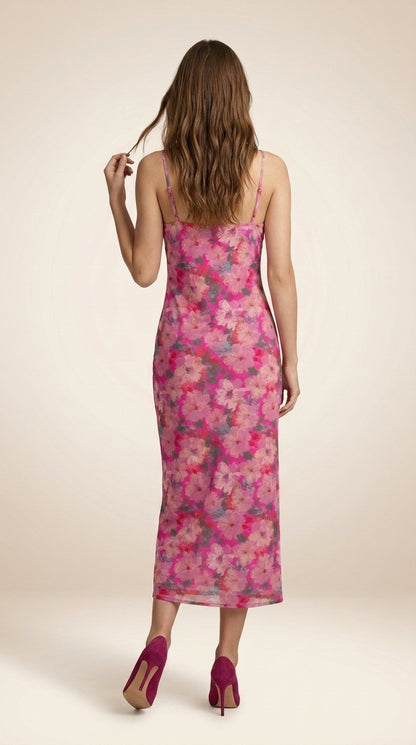 Women A-line Pink Maxi/Full Length Dress