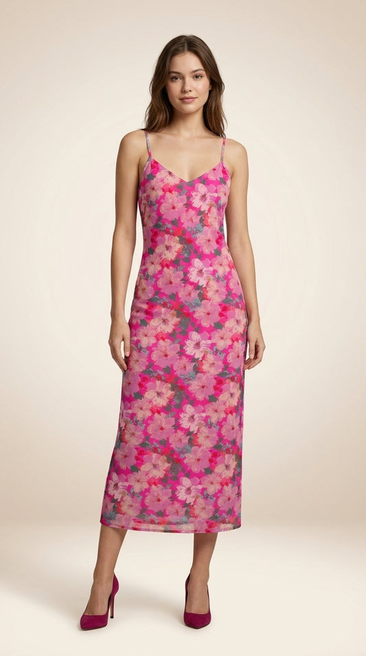 Women A-line Pink Maxi/Full Length Dress