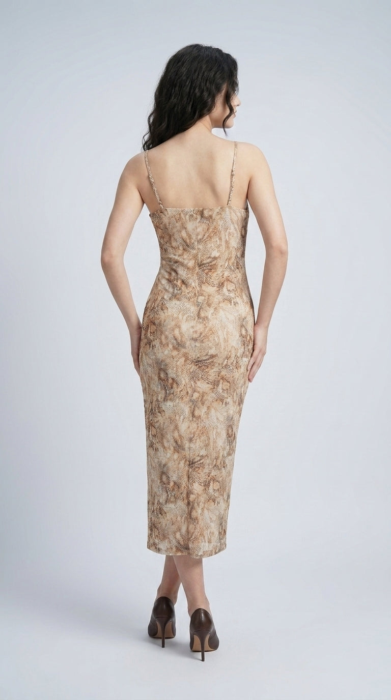 Women A-line Beige Maxi/Full Length Dress