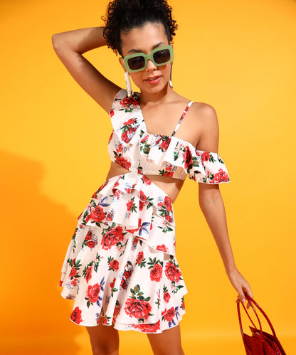 Women Fit and Flare Multicolor Mini/Short Dress