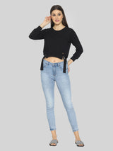 Women's Black D-Ring Crop Sweat Top