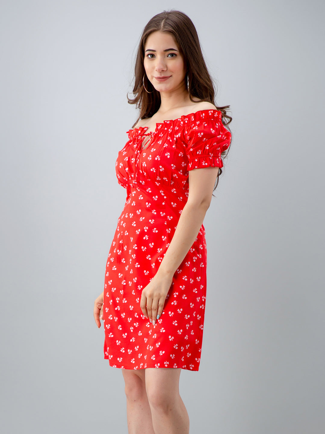 Women A-line Red Above Knee/Mid Thigh Length Dress