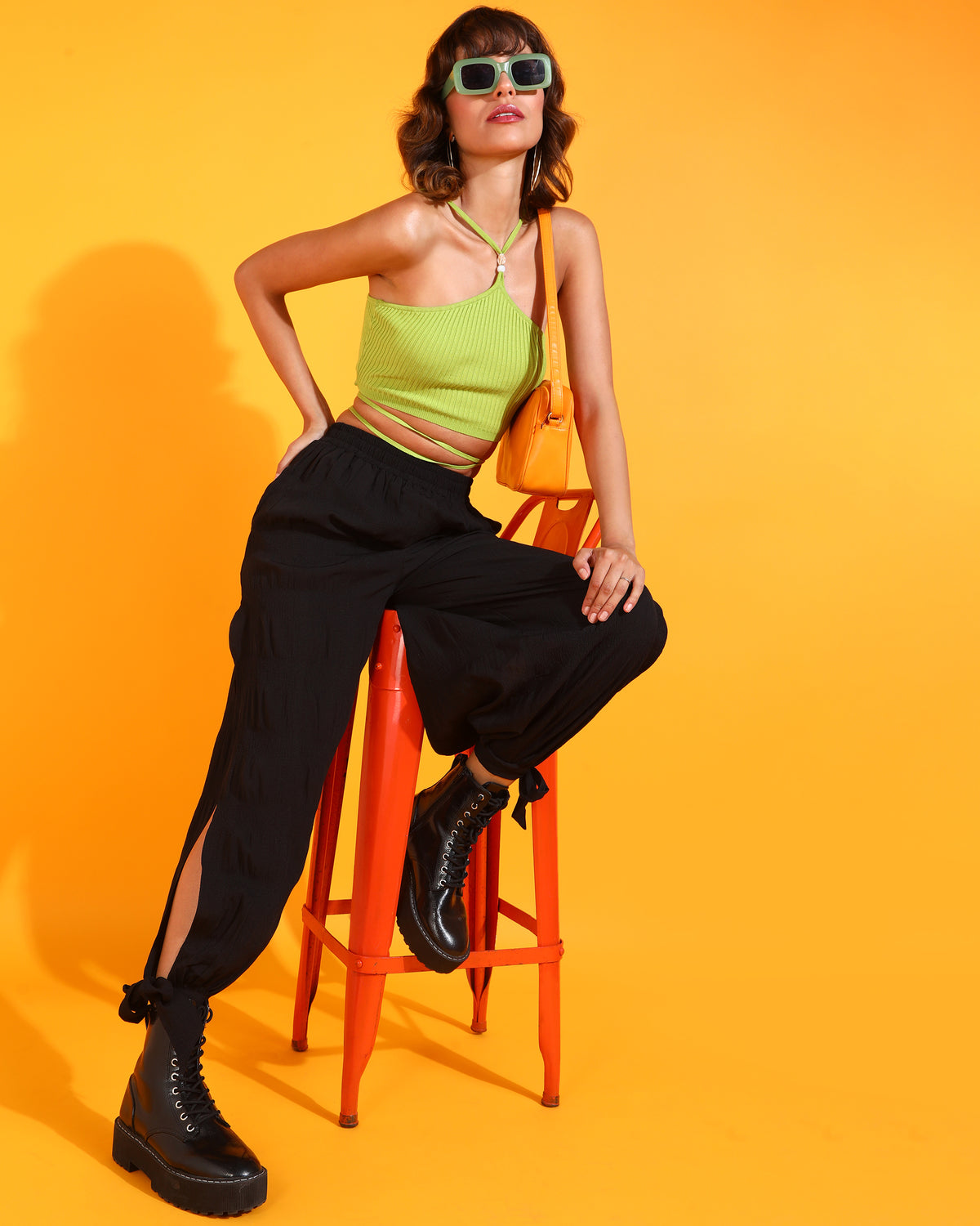 Women Regular Fit Black Polyester Trousers
