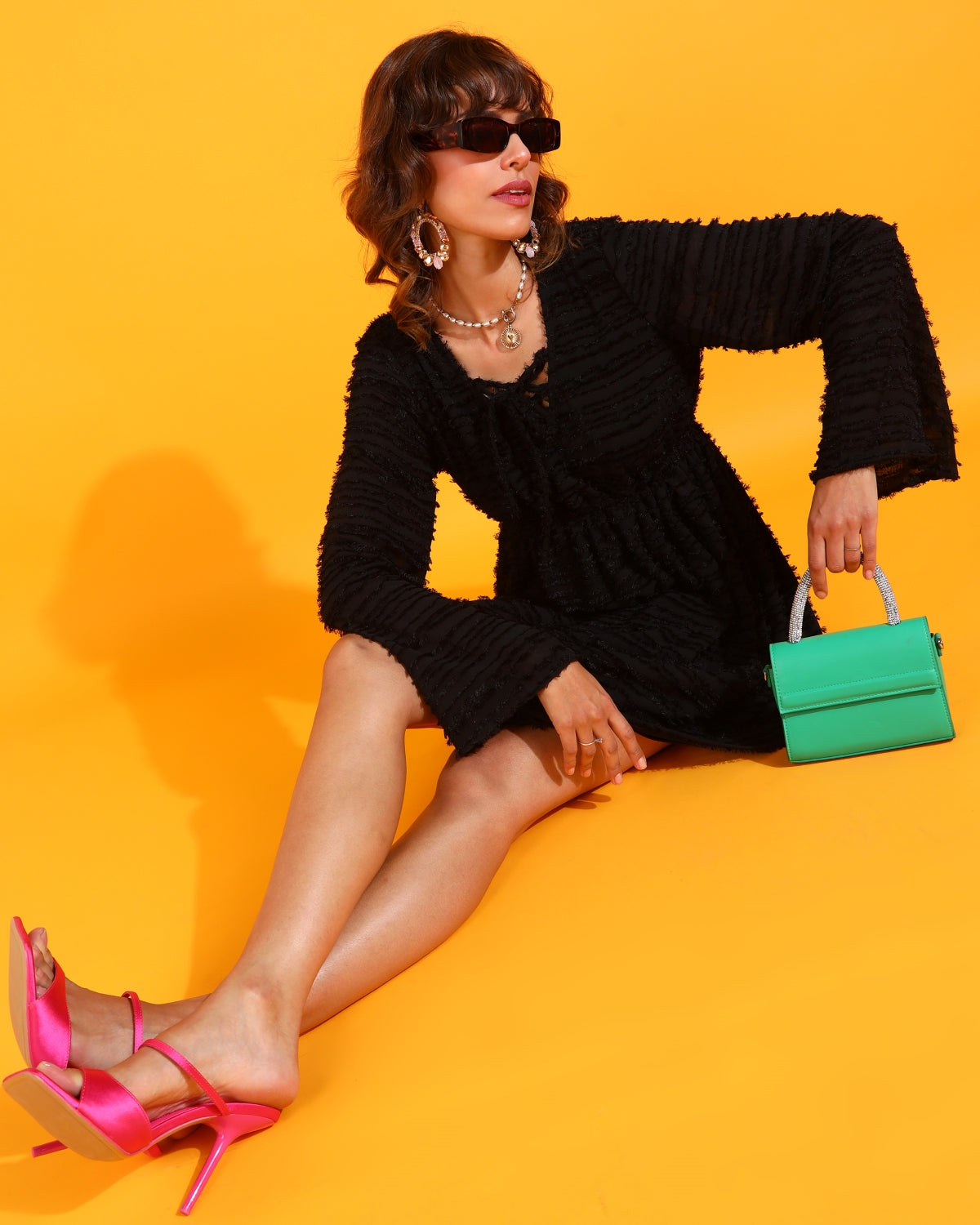 Women A-line Black Mini/Short Dress