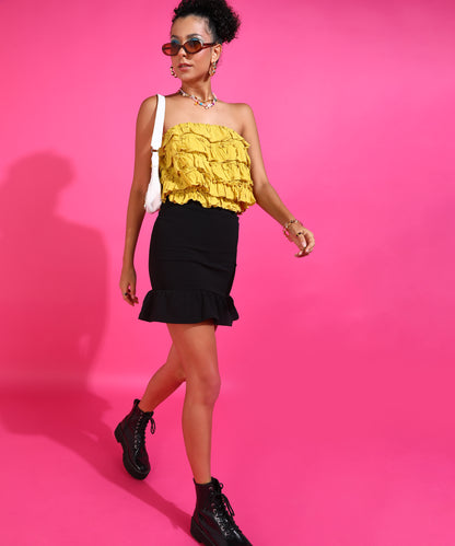 Casual Sleeveless Solid Women Yellow Top