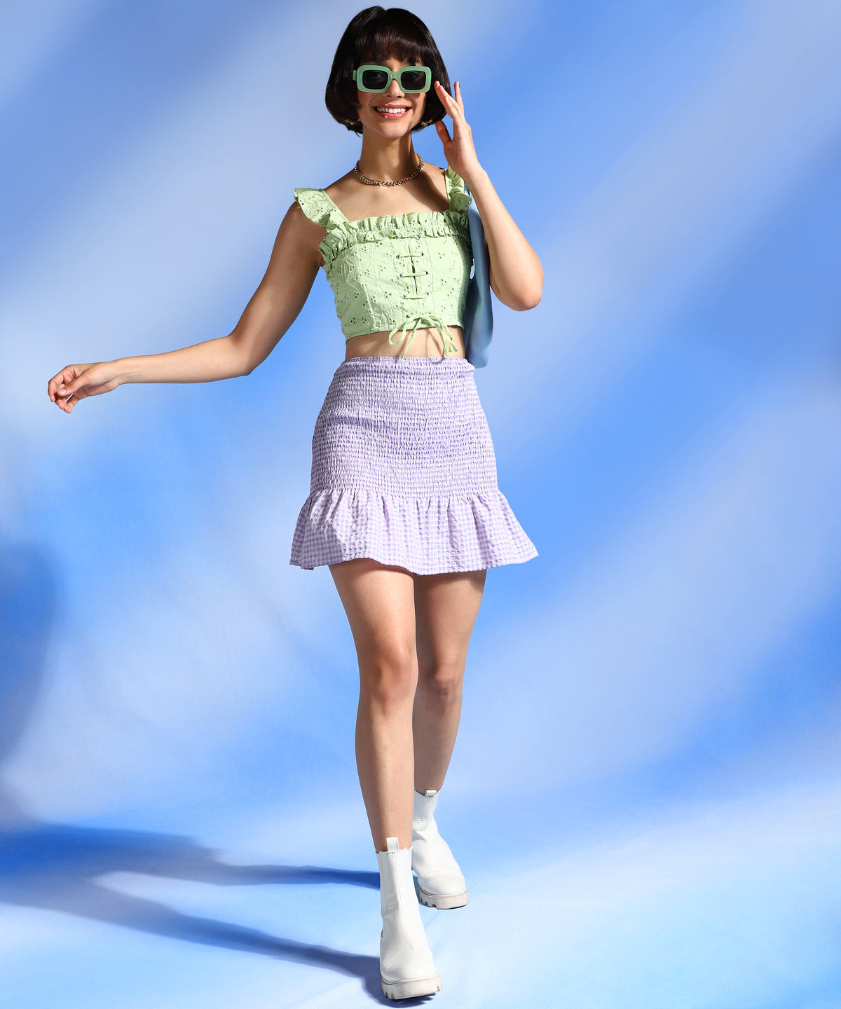 Casual Sleeveless Embroidered Women Green Top