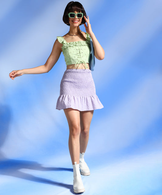 Casual Sleeveless Embroidered Women Green Top