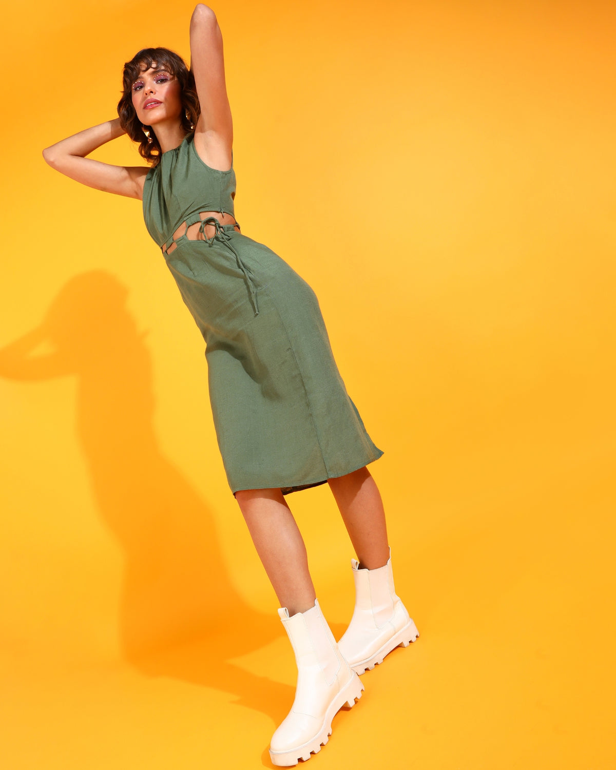 Women Bodycon Green Knee Length Dress