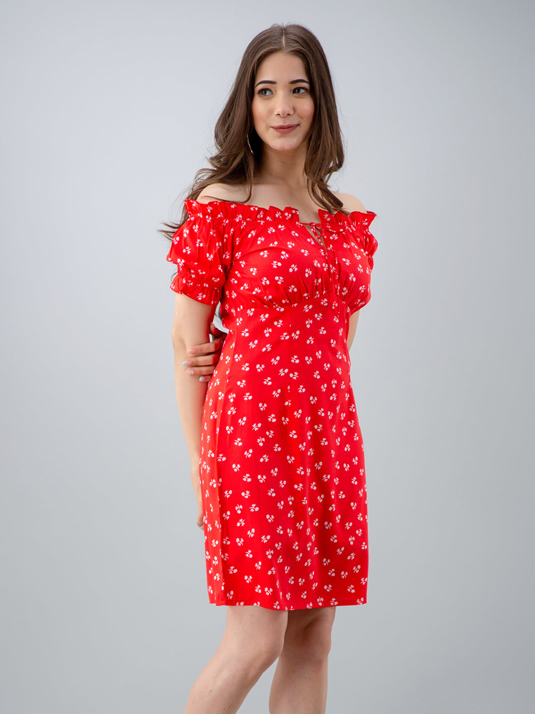 Women A-line Red Above Knee/Mid Thigh Length Dress