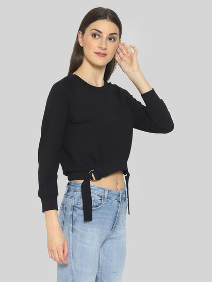 Women Full Sleeve Solid Sweatshirt