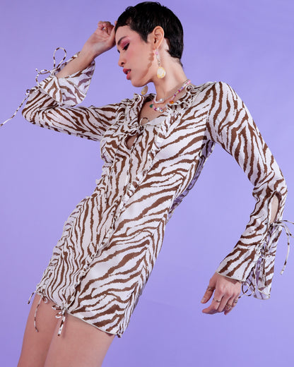 Women Bodycon White, Brown Mini/Short Dress
