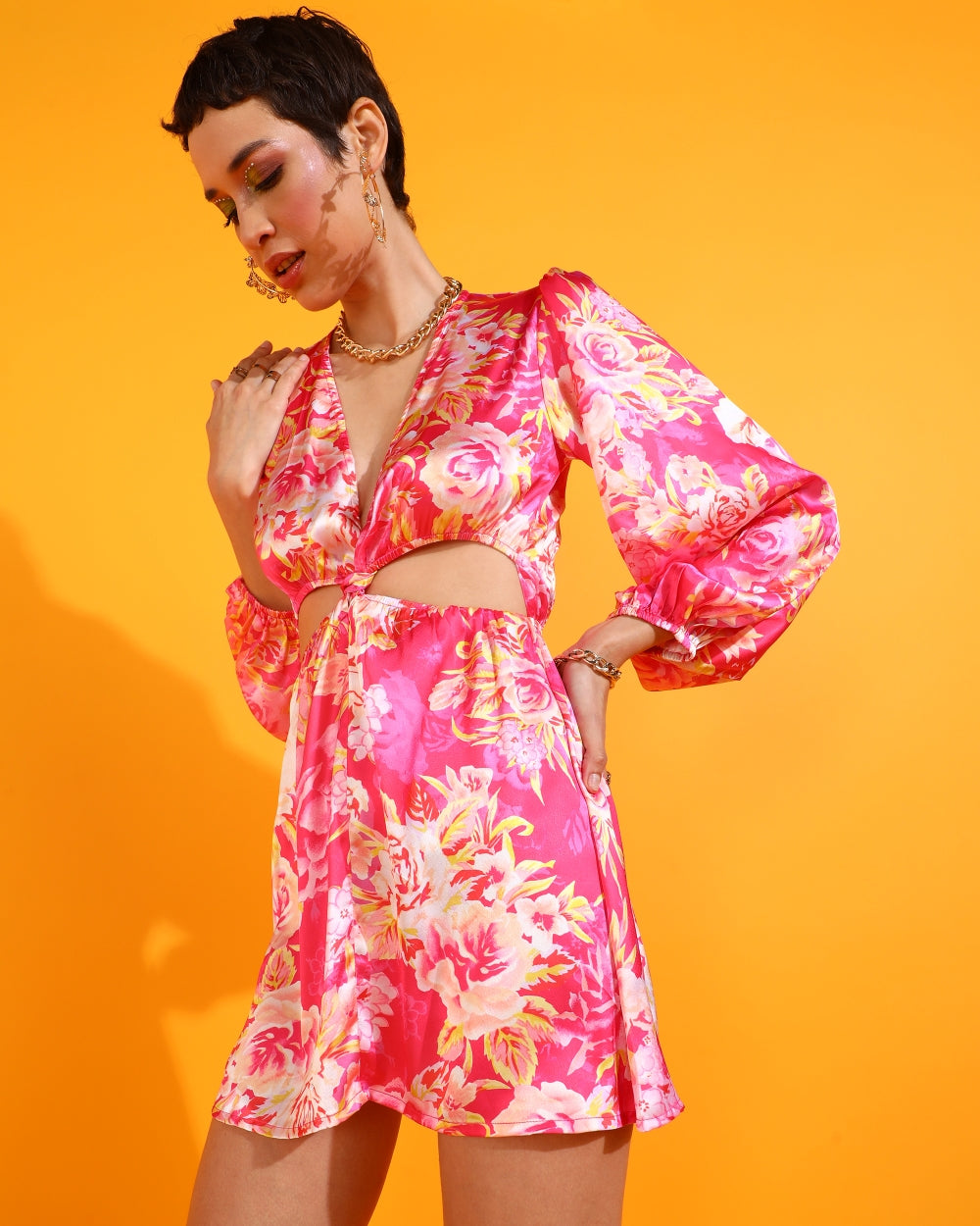 Women Bodycon Pink Mini/Short Dress
