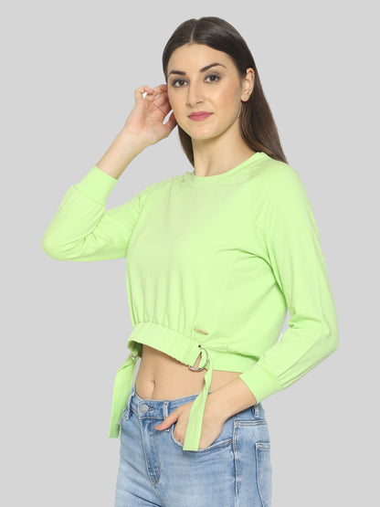 Women Full Sleeve Solid Sweatshirt