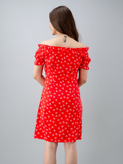 Women A-line Red Above Knee/Mid Thigh Length Dress