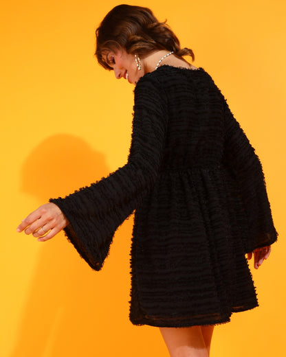 Women A-line Black Mini/Short Dress