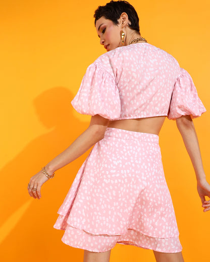 Women A-line Pink, White Mini/Short Dress