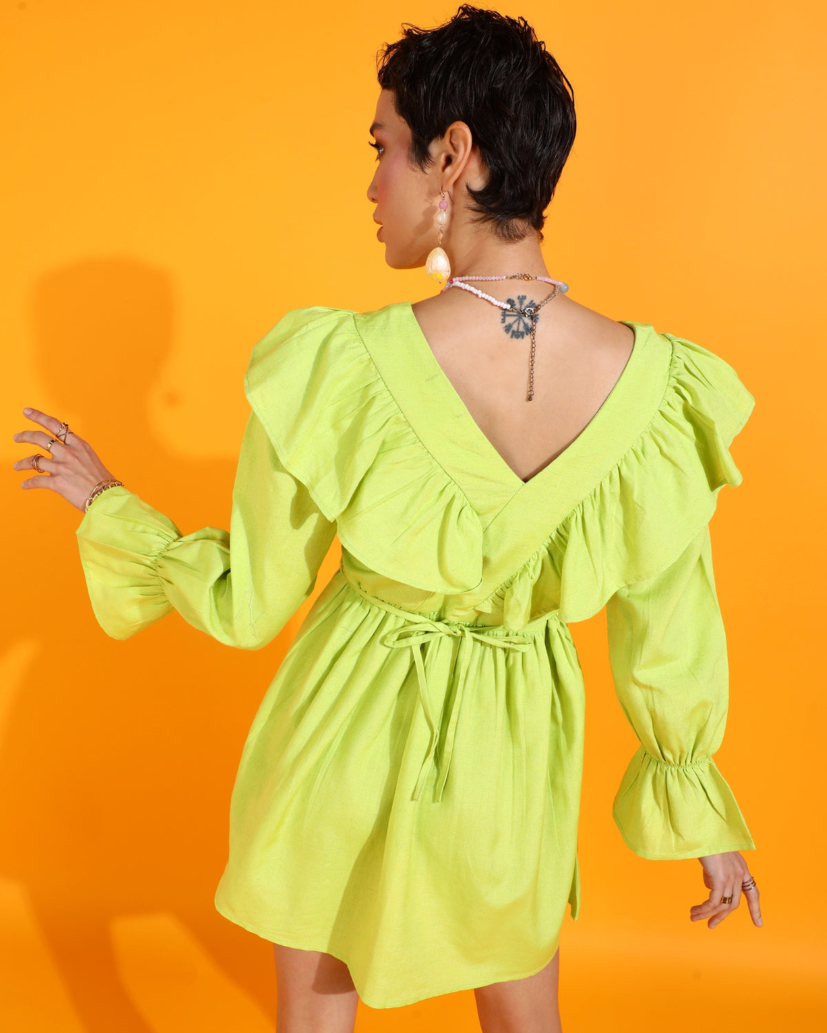 Women Fit and Flare Light Green Mini/Short Dress