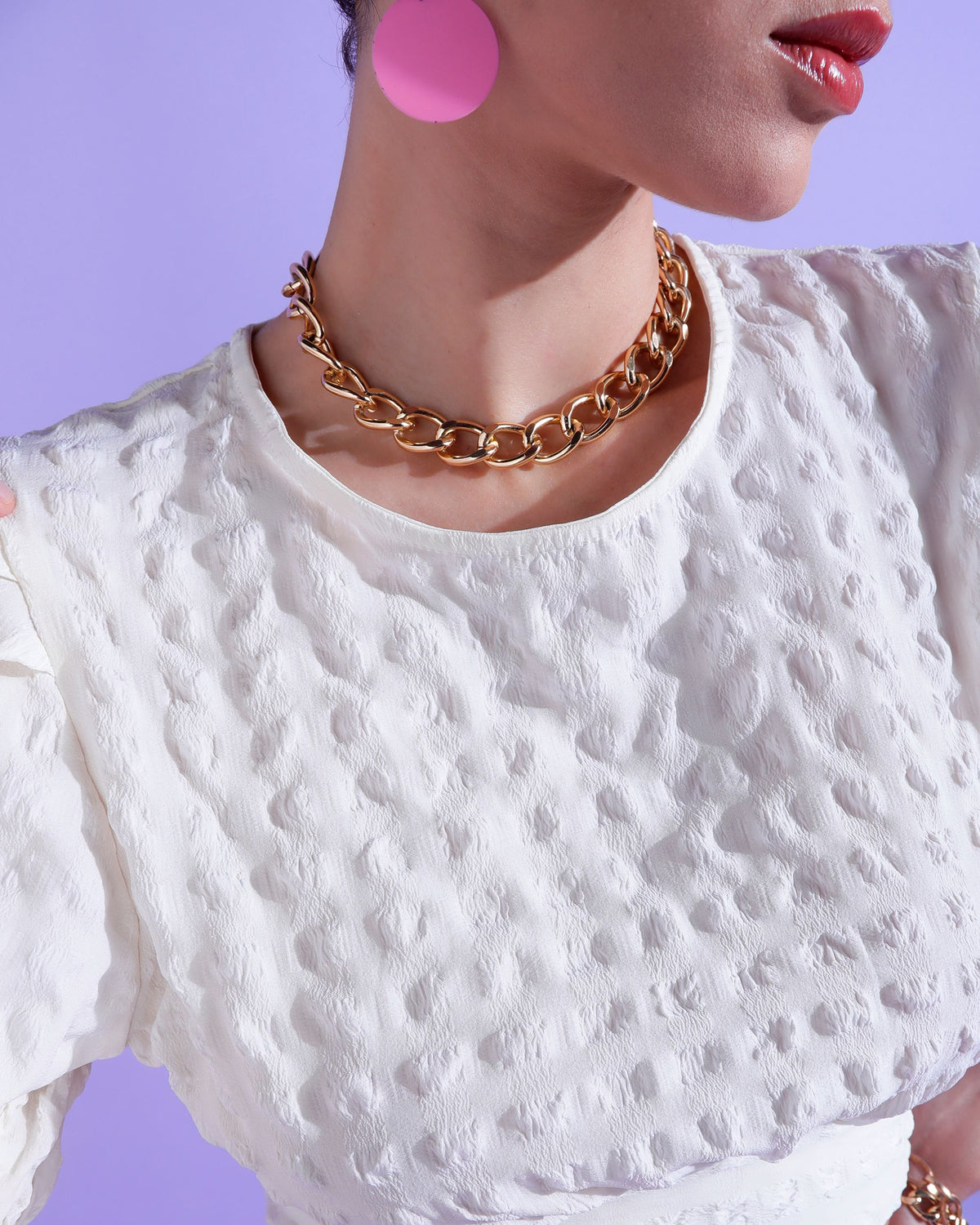 Casual Puff Sleeves Self Design Women White Top