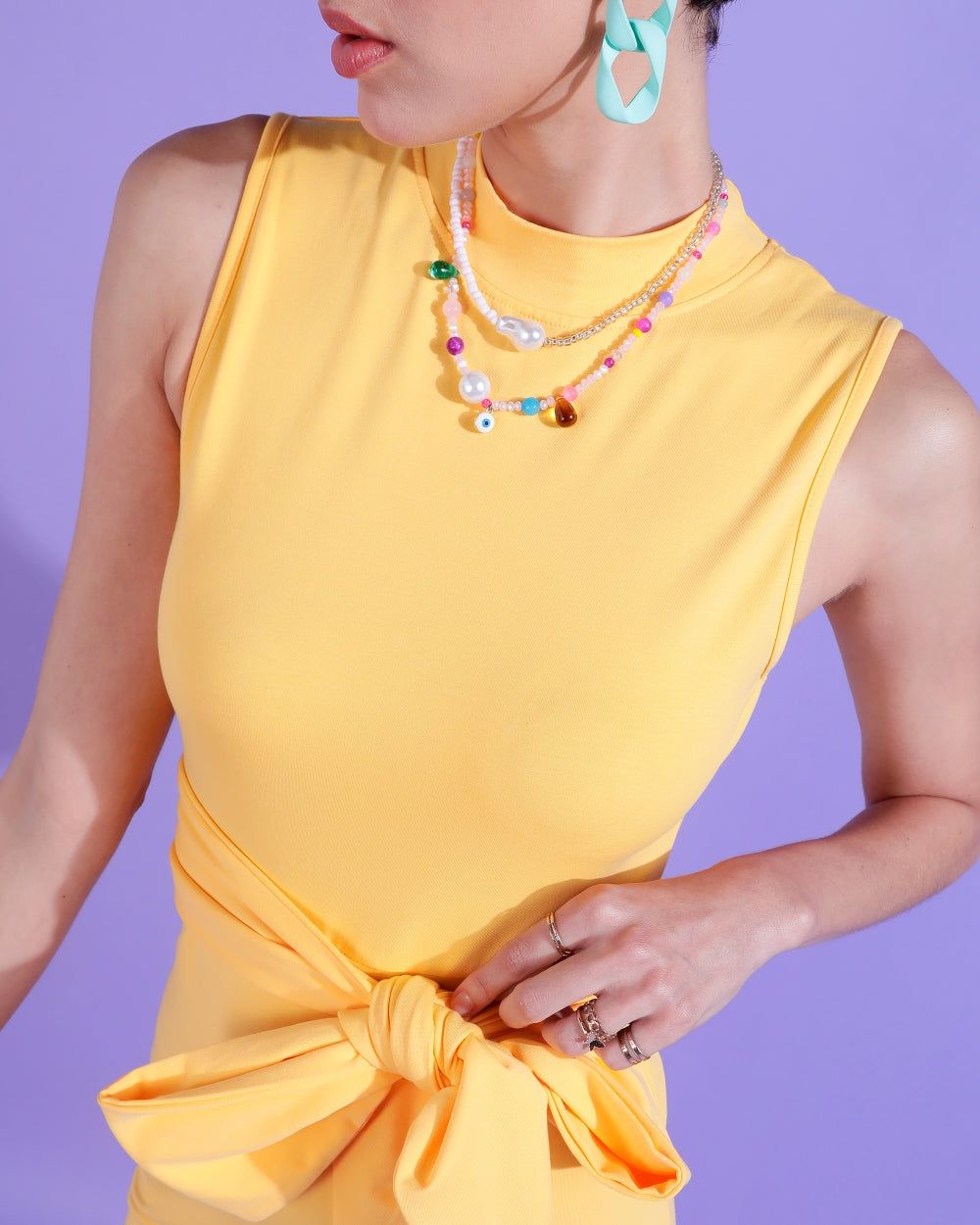Women Bodycon Yellow Above Knee/Mid Thigh Length Dress