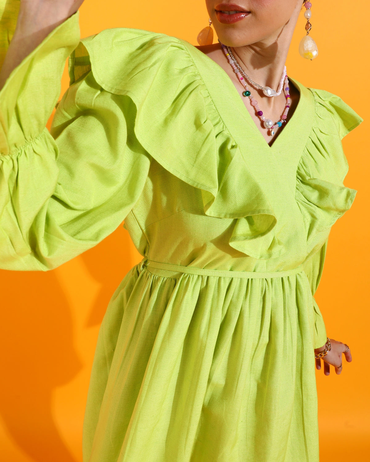 Women Fit and Flare Light Green Mini/Short Dress
