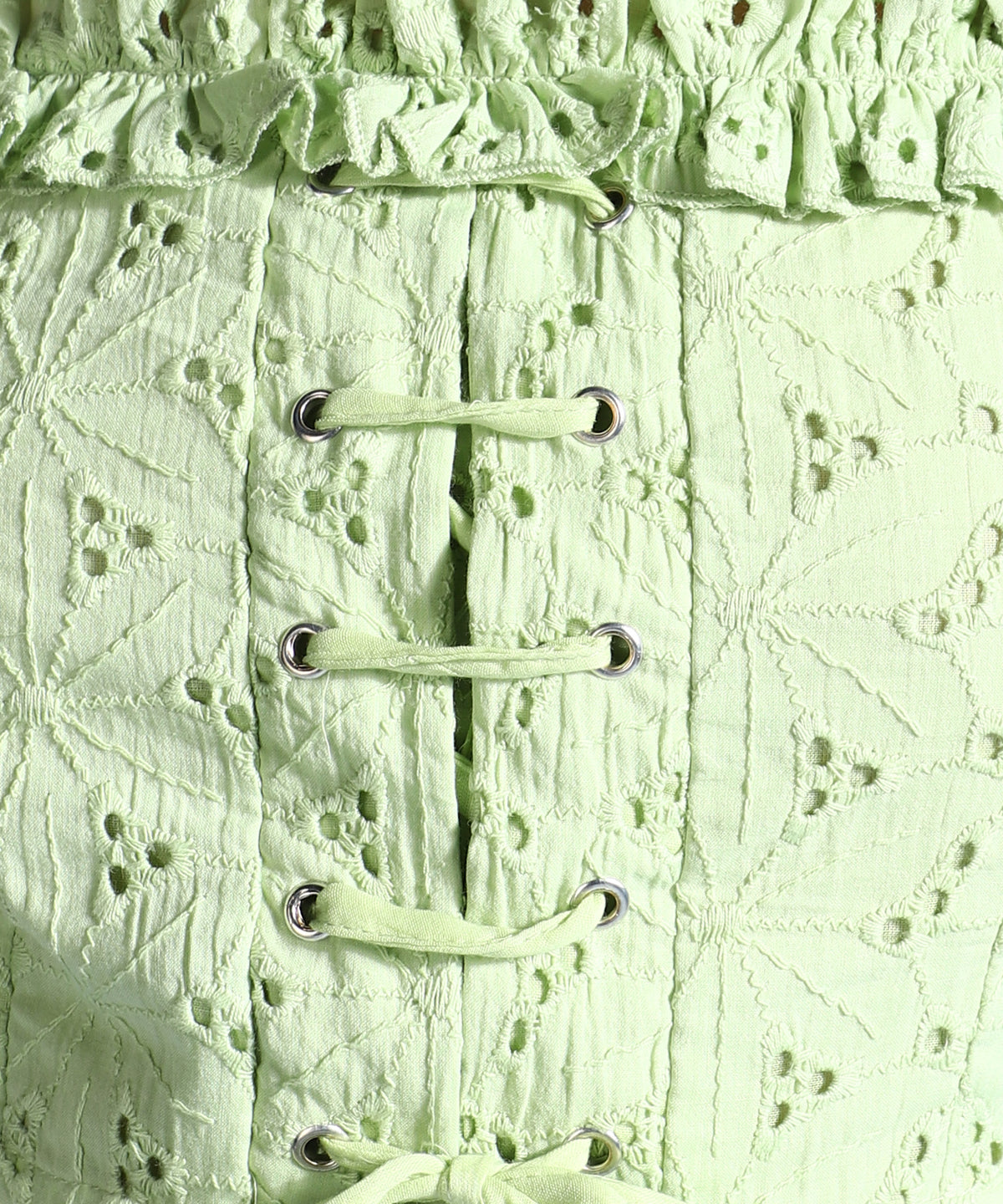 Casual Sleeveless Embroidered Women Green Top