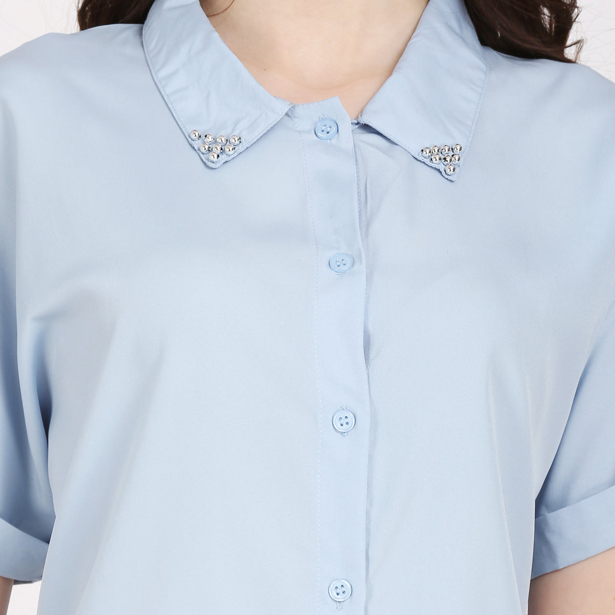 Women Regular Fit Solid Button Down Collar Casual Shirt