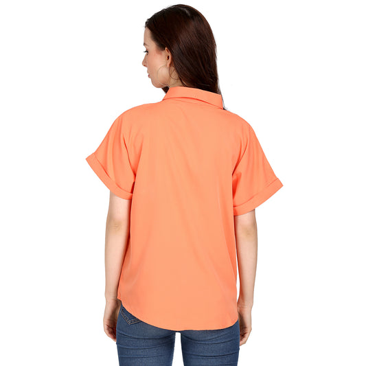 Women Regular Fit Solid Button Down Collar Casual Shirt
