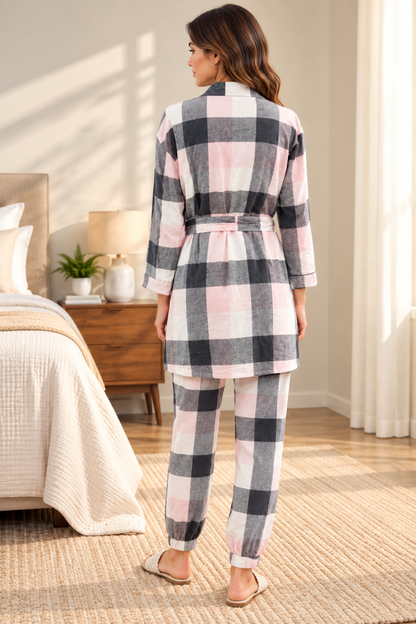 Women Shirt & Pyjama set Pink Abstract