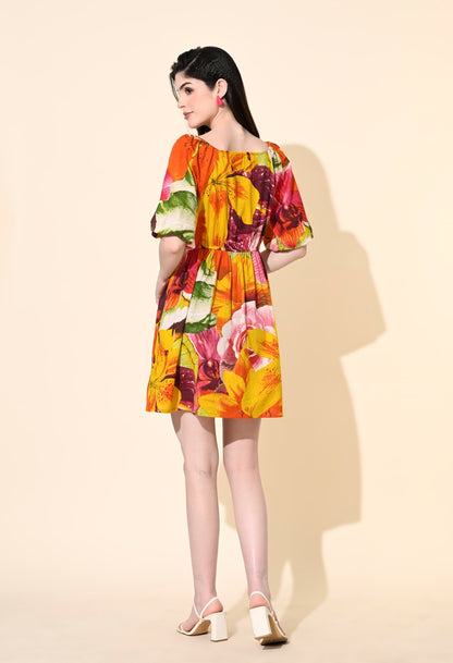 Women A-line Multicolor Mini/Short Dress