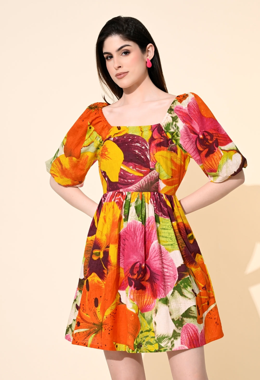 Women A-line Multicolor Mini/Short Dress
