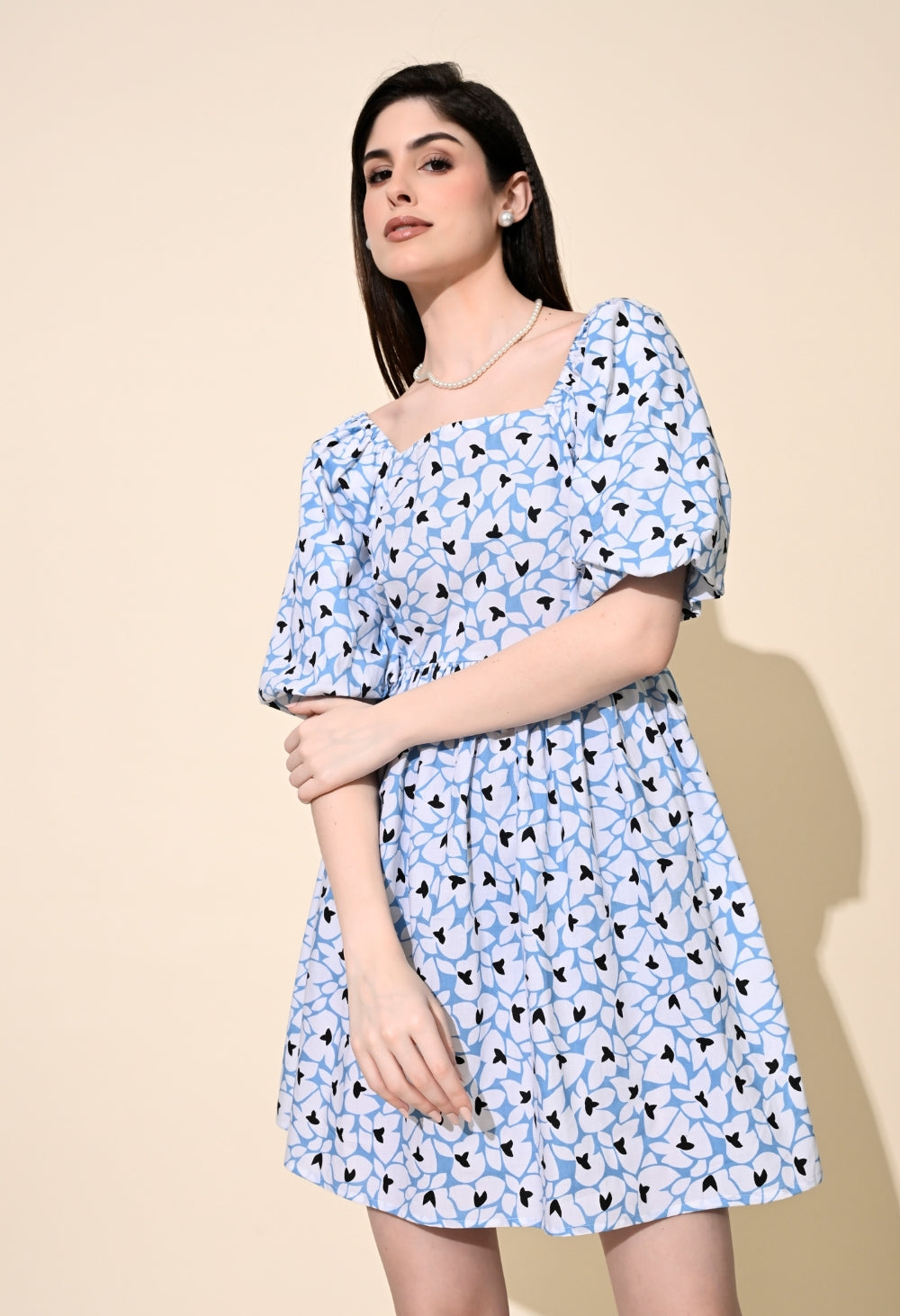 Women A-line Blue Mini/Short Dress