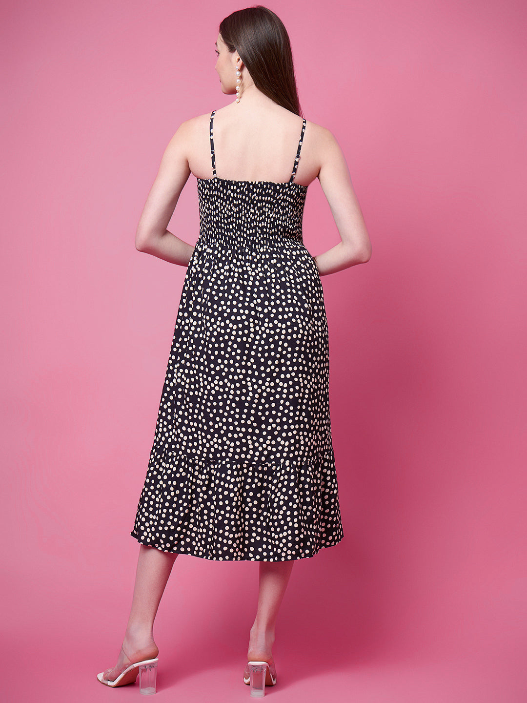 Women Fit and Flare Black Below Knee Dress