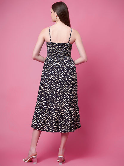 Women Fit and Flare Black Below Knee Dress
