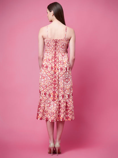 Women Fit and Flare Pink Knee Length Dress