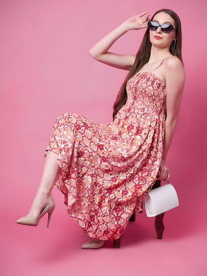 Women Fit and Flare Pink Knee Length Dress