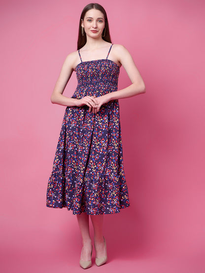 Women Fit and Flare Blue Knee Length Dress