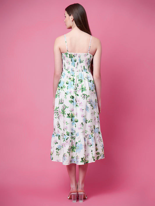 Women Fit and Flare Green Knee Length Dress