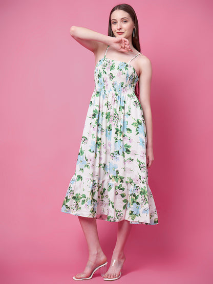 Women Fit and Flare Green Knee Length Dress